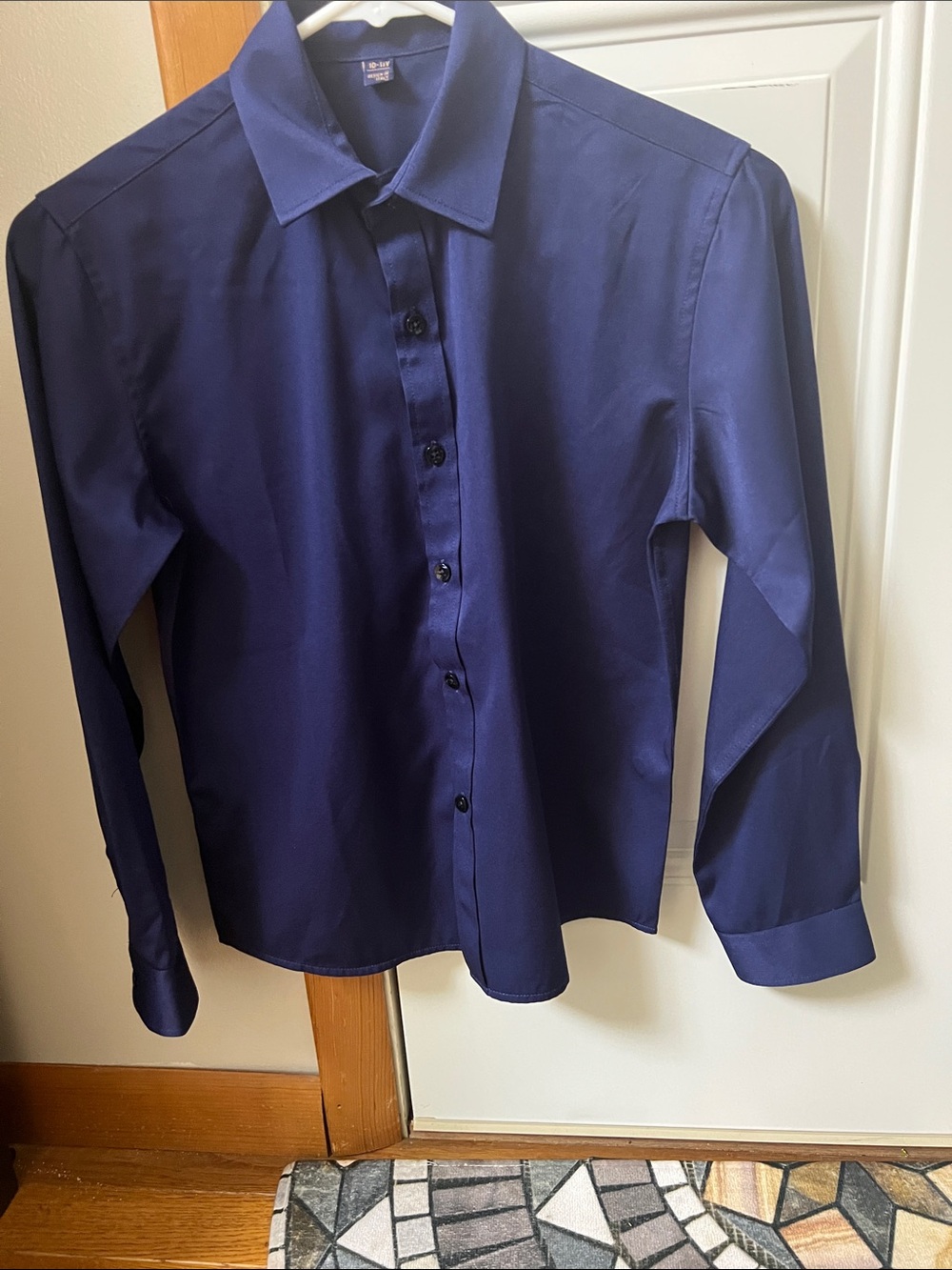 Boys' Navy Button-Down Dress Shirt - Classic Collar